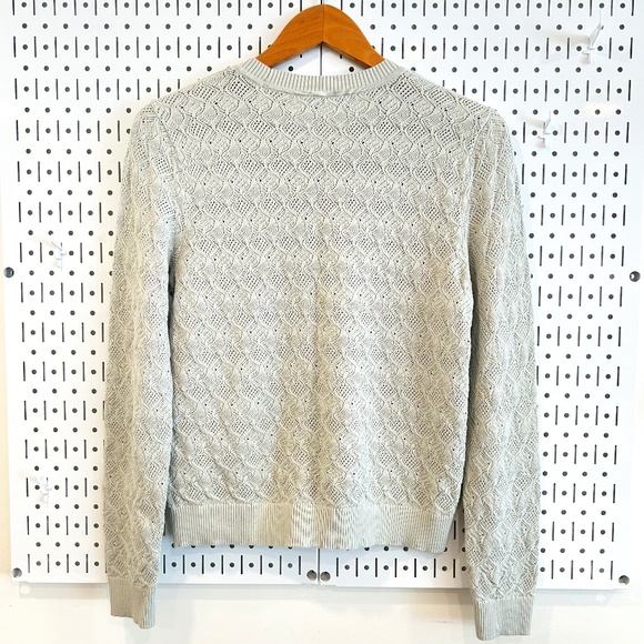Club Monaco Pointelle Stitch Crew Sweater - Metal/Lt. Green - Large - Size Up! - Picture 4 of 12